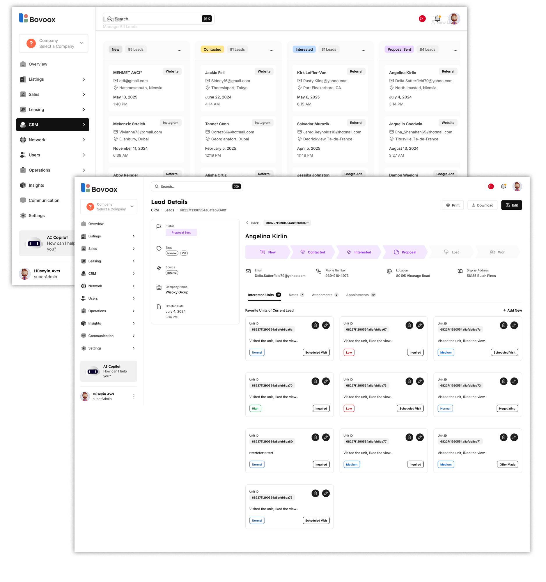 Leads and customer relationship management tools