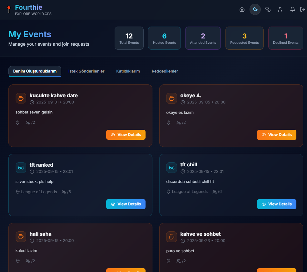 See your matched activities and events in one place